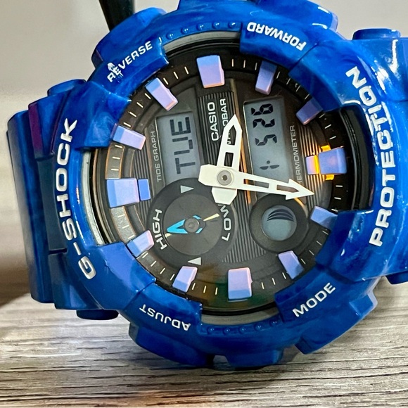 Casio g-shock G-Lide Ocean Blue watch Timepiece gax-100ma - Picture 10 of 12